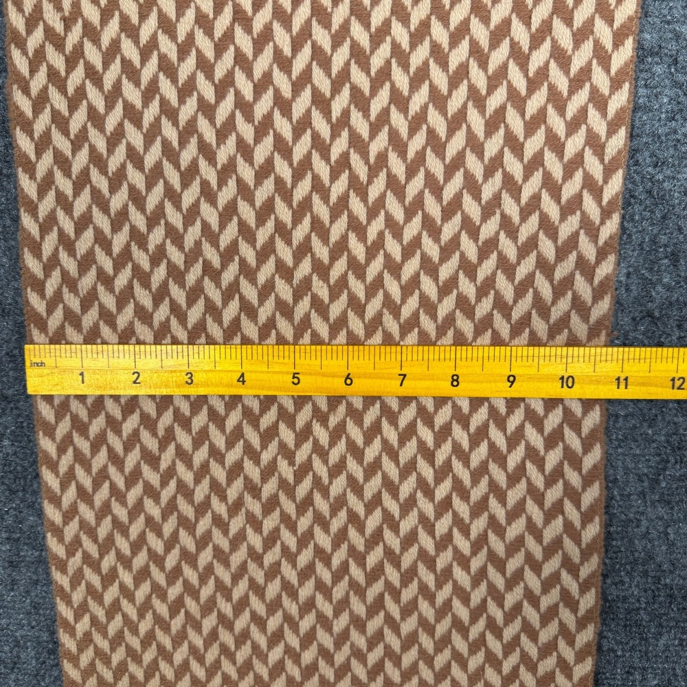 Jennifer Sun 100% Merino Wool Wrap Shawl Scarf Color Brown Camel Chevron 76 in - Picture 5 of 7